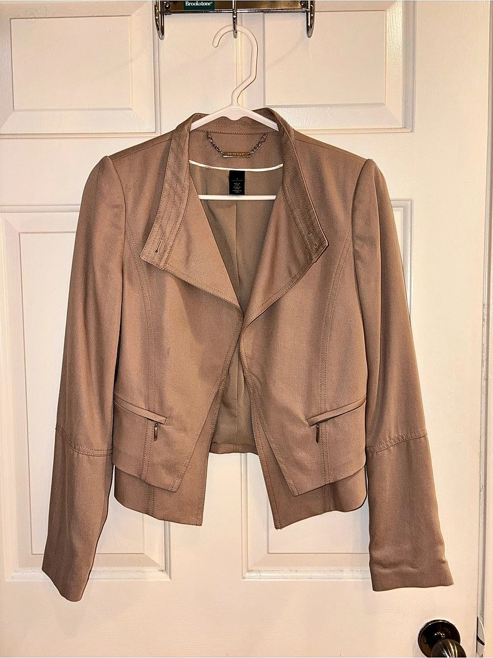 White House Black Market Cropped Jacket in Tan
